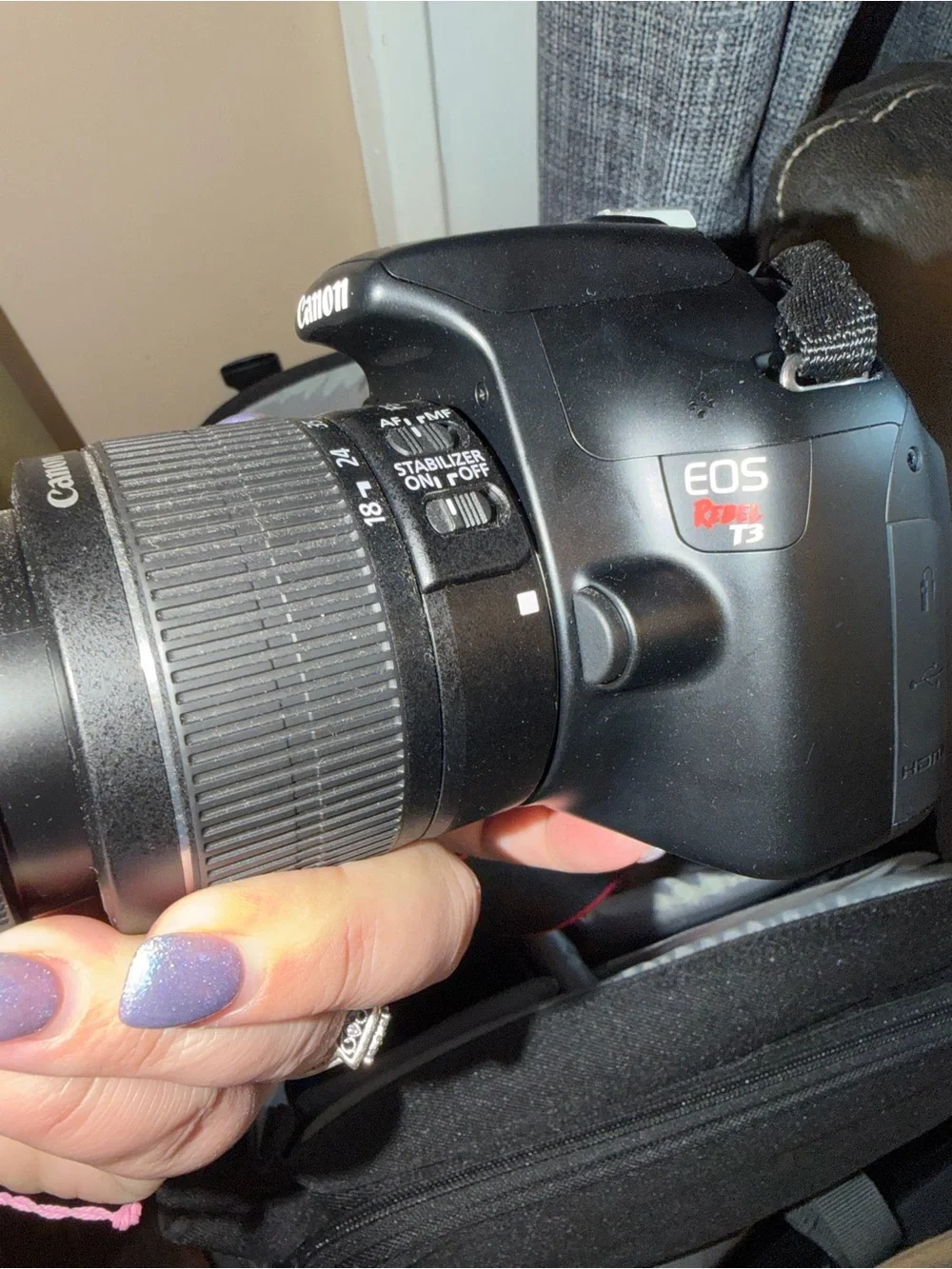 Canon Black DSLR with 18-55mm Zoom Lens